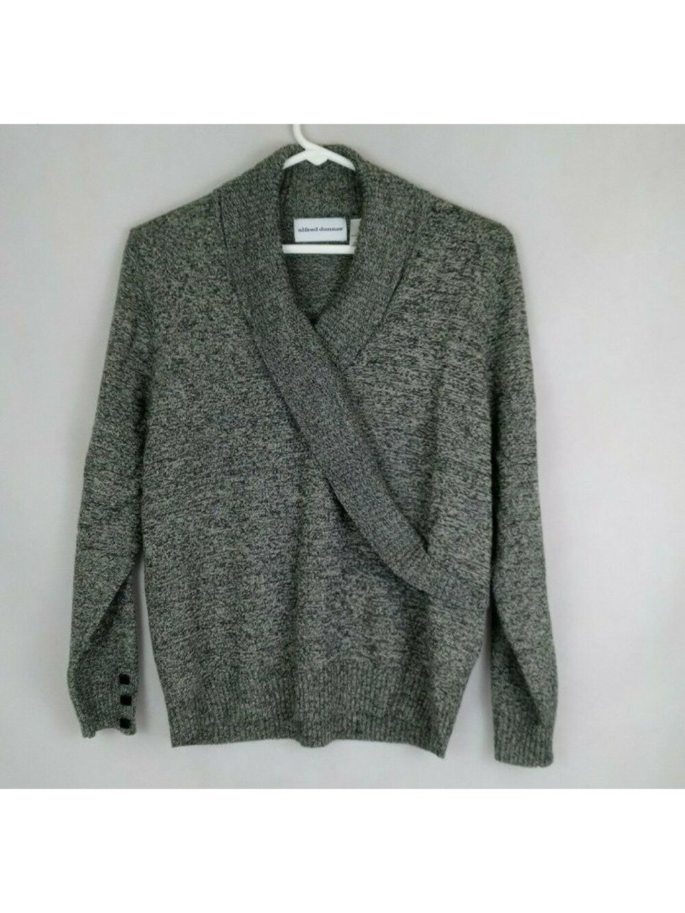Alfred Dunner Women's Black & Gray Wrap Sweater Size Medium 30% Wool